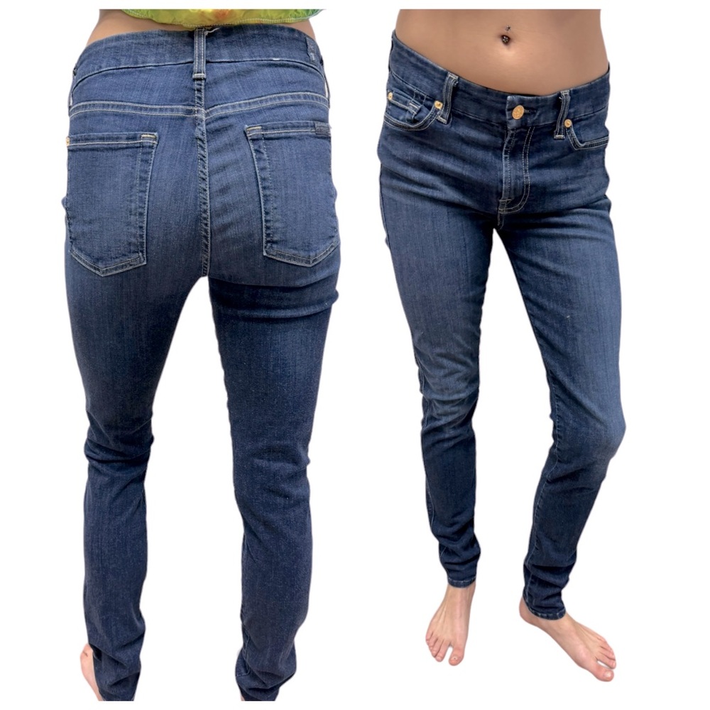 7 for all Mankind 28 Dark Wash Mid Rise Skinny Jeans